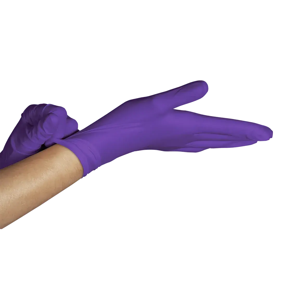 Luva de látex Roxa - Clássico Purple para procedimento não cirúrgico (pouco pó) - UNIGLOVES - Imagem 2