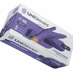 Luva de látex Roxa - Clássico Purple para procedimento não cirúrgico (pouco pó) - UNIGLOVES