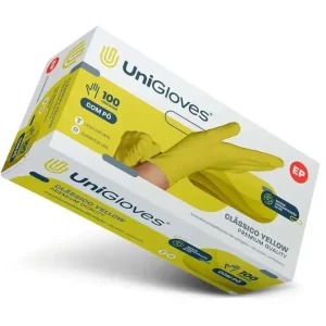 Luva de látex amarela - Clássico Yellow para procedimento não cirúrgico (pouco pó) - UNIGLOVES
