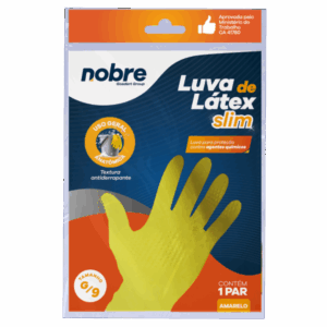 Luva de Borracha/Látex Slim - Amarela - Nobre