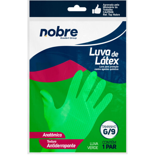 Luva de Borracha/Látex Slim - Verde - Nobre