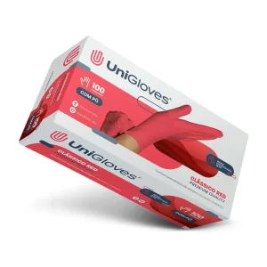 Luva de látex Vermelha Cereja - Clássico Red para procedimento não cirúrgico (pouco pó) - UNIGLOVES