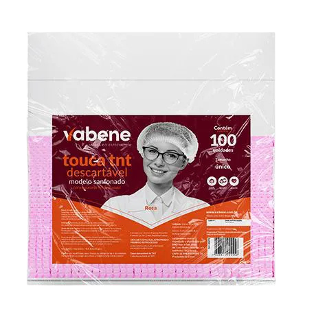 Touca Sanfonada TNT Vabene Rosa - Pacote c/100 unidades.